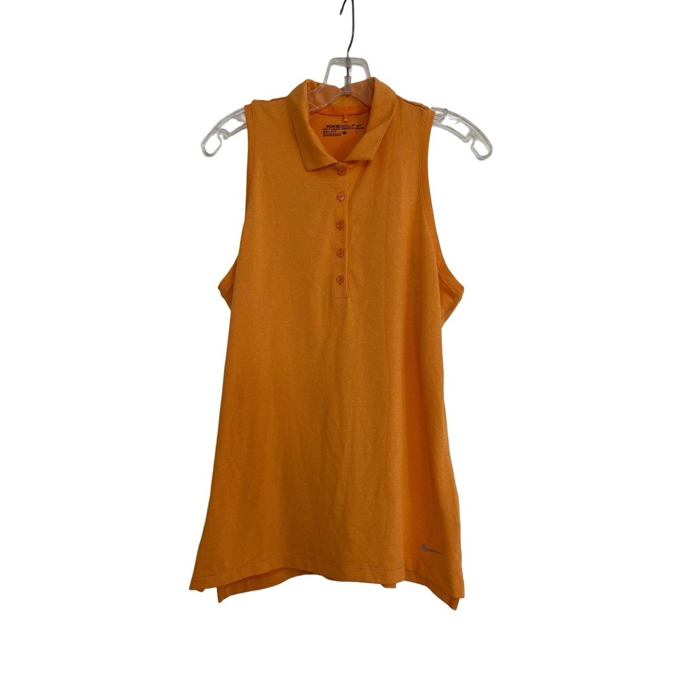 Nike Dri-Fit Women's Sleeveless Golf Polo Shirt Large Orange Stretch Active